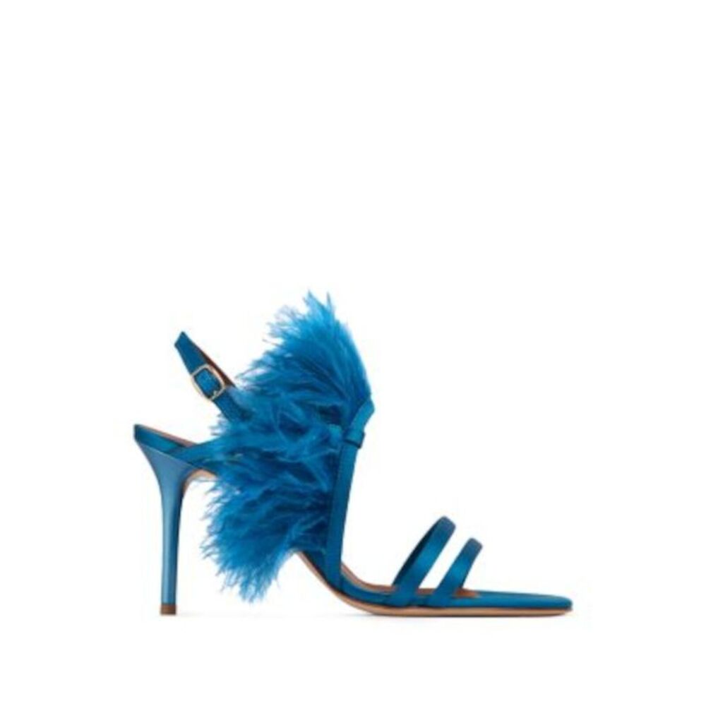 MALONE SOULIERS Womens Blue Feather Sonia Round Toe Stiletto Heeled Sandal 35.5 - Picture 3 of 4